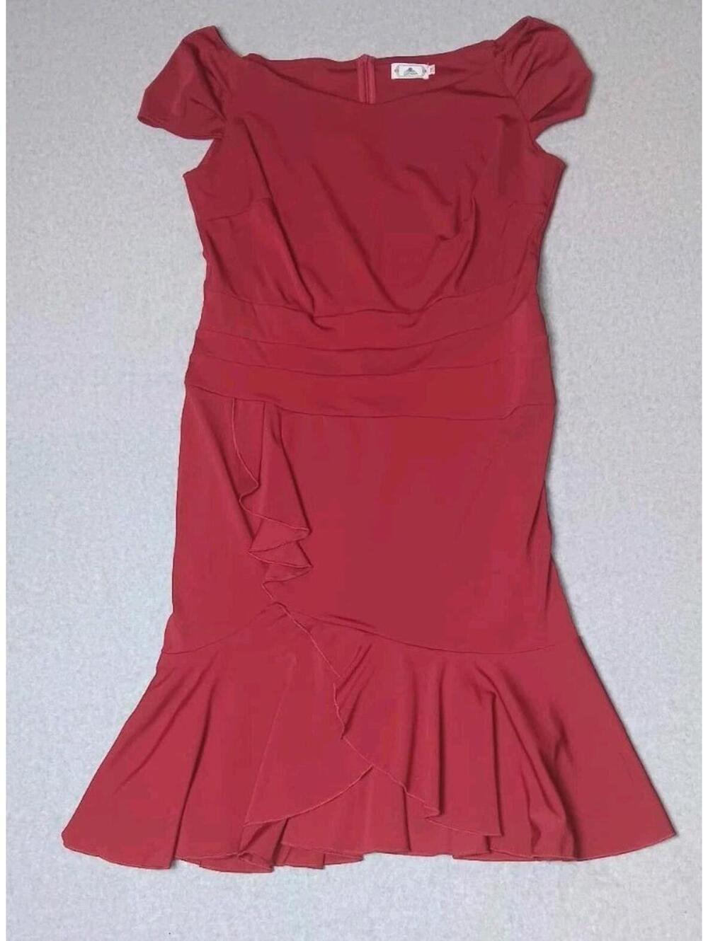 Zapaka Dress Womens Size 2XL Ruby Red Short Mermaid Style Flare Ruffled Prom...
